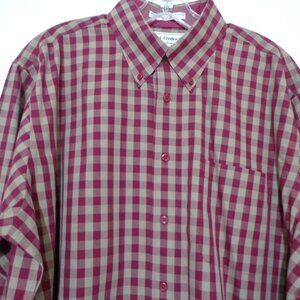 PAUL FREDRICK RED & TAN GINGHAM PLAID DRESS SHIRT 16 1/2 - 35 NWOT